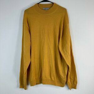 Linea Juomo Wool Blend Mock Neck Sweater Mustard Yellow Mens XXL Cozy Casual